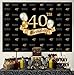 Glitter Gold and Black Photo Studio Booth Background Adult Happy 40th Birthday Party Decorations Banner Backdrops for Photography