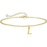 Sargetou Gold Initial Ankle Bracelets for Women,14k Gold Plated Anklet Bracelet Trendy Lightweight Waterproof Dainty Anklets Summer Beach Jewelry Gift