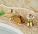 Rozin Luxury Gold Finish Waterfall Bathroom Sink Faucet Two Crystal Knobs Widespread Mixer Tap