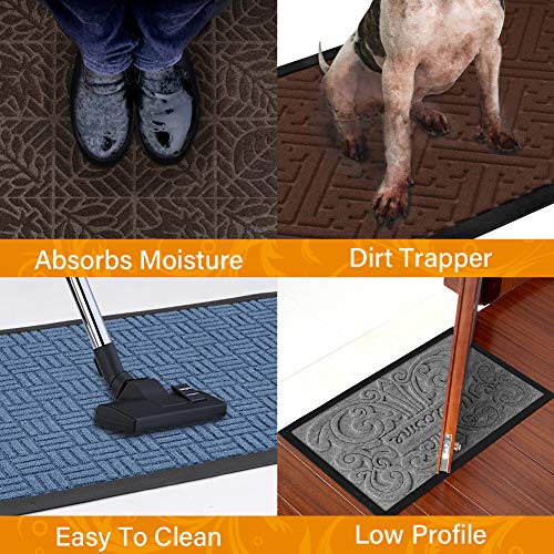 image for Mibao Durable Rubber Door Mat, Waterproof Non-Slip Easy Clean Low-Prof