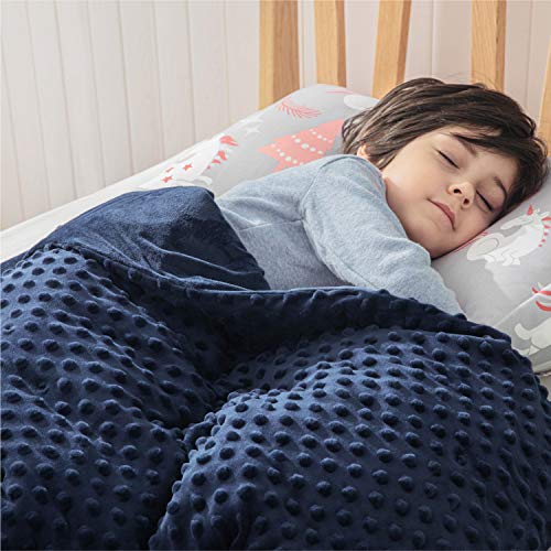 Bedsure Weighted Blanket for Kids with Removable Duvet Cover (41×60 inches, Navy) 10lbs for a