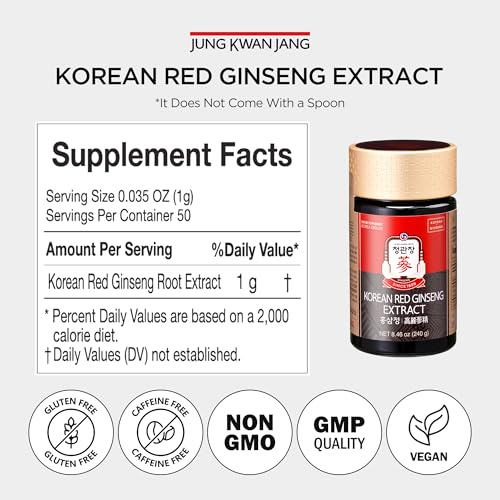 JUNG KWAN JANG Korean Red Panax Ginseng Extract Extra Strength, Energy Boost, Performance, Boost Immune System, Stamina, Blood Circulation and Mental Health Support, Memory, Productivity - 240g