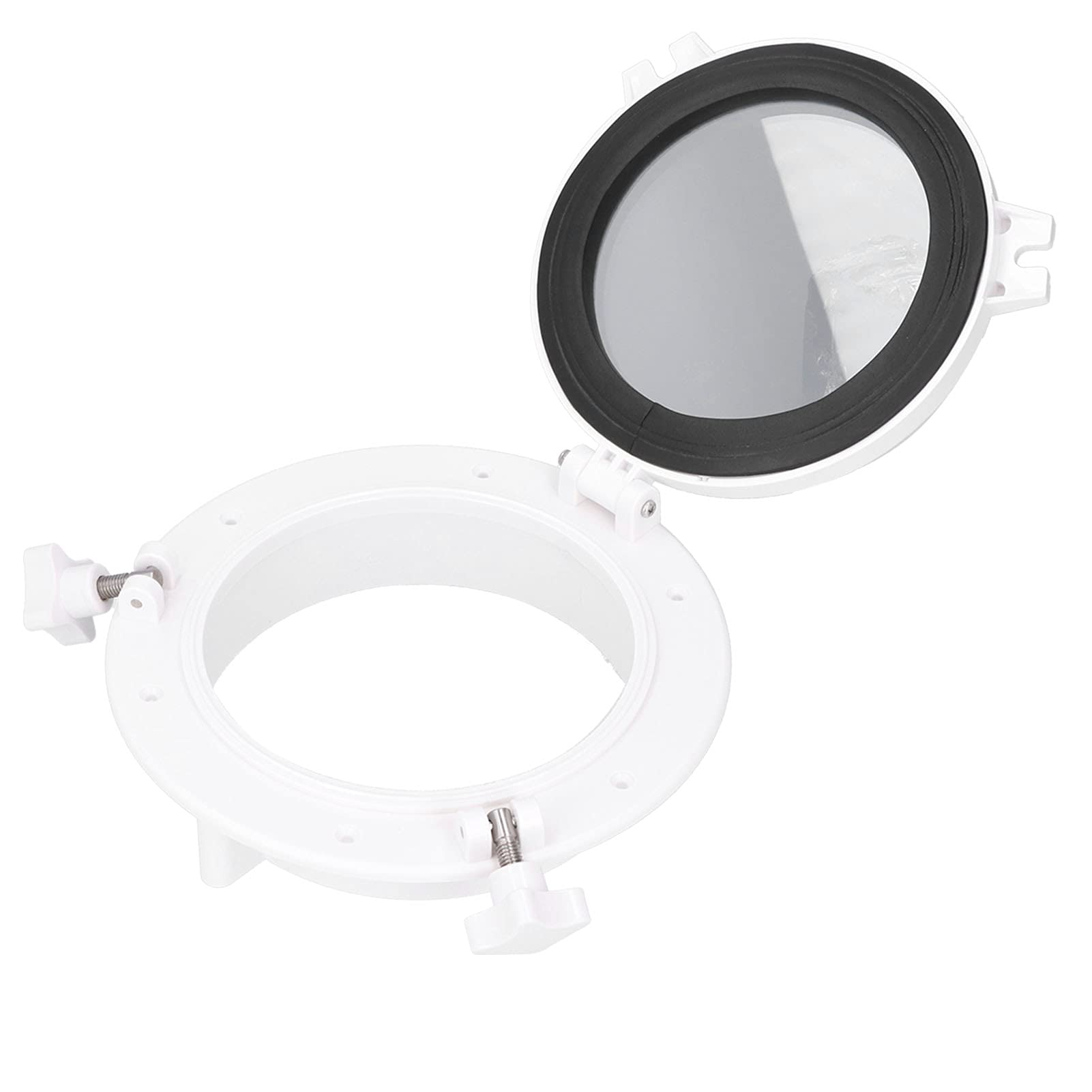 Yctze Boat Porthole,8in Round Opening Portlight Porthole Universal Tempered Glass Boat Window For RV Boat Yacht White Porthole Replacement