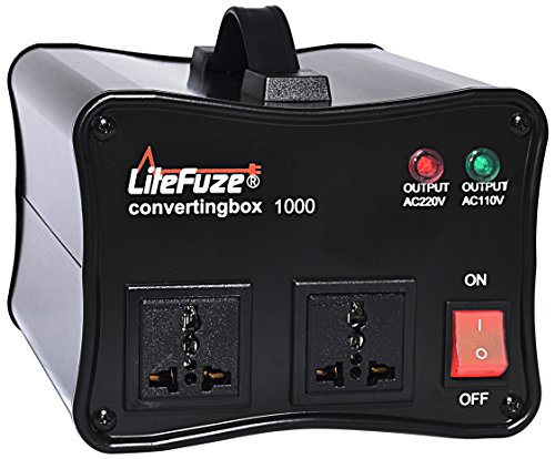 LiteFuze convertingbox 1000-Black 1000 Watt Auto Voltage Converter Transformer - Light Weight - Step Up/Down