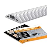Simple Cord Floor 10 Ft Gray Cord Cover Protects Cables, Cords, or Wires - 3 Channel Grey On Floor Raceway for Sidewalks or Walkways, in The Home or Office Doorways (Gray 10 Ft)