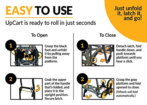 UpCart Versa Trolley | Lightweight, Folding Stair Climbing Hand Cart | 77lb Weight Capacity Up & Down Stairs