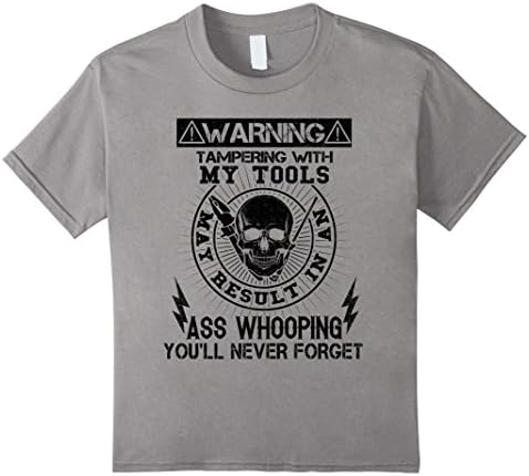 Kids Warning from Electricians T shirt for men 12 Slate