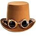 Tigerdoe Steampunk Hats - Steampunk Hat with Goggles - Burning Man Victorian Brown