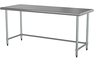 KROLLEN INDUSTRIAL 30" x 72" 18-Gauge 430 Stainless Steel Open Base Work Table for Commercial Kitchen, Restaurant, Cafe
