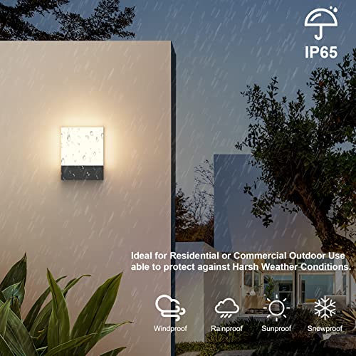 Klighten 2 Pieces 24W LED Wall Lamp Outdoor/Indoor, IP65 Anthracite Wall Light, Modern Aluminium Wall Light for Gardens, Hallways, Terraces, 1500 Lumen, Warm White 2700K-3000K