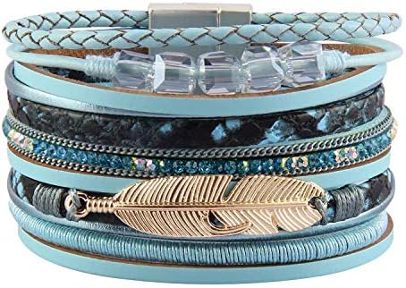 Tree of Life Leather Cuff Bracelet Wrap Bangle Boho Bracelets with Pearl for Women Gifts (Brown Cuff Bracelet)