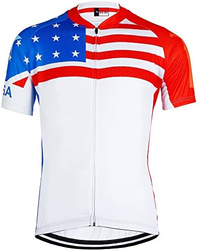 Men cycling clothes short sleeve bike clothes (XX-Large, Jersey Flag Only)