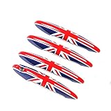 Red/Blue Union Jack UK Flag ABS Sticker Cover Trim Cap for Mini Cooper ONE S JCW R Series R60 Countryman R61 Paceman 2010-2016 (Door Handle with Key Hole 4 Pieces)
