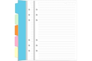 YARIDAR A5 Refill Paper - 6 Hole Planner Inserts for A5 Binder, 200 Pages 6 Ring Loose Leaf Lined Paper with 5 Colorful Binder Dividers, 5.8" x 8.5"