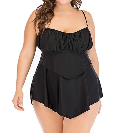 ESAILQ Frau ÜBergrößE Control Tummy Costume Tankini Badeanzug Mit Bikini Badeanzug