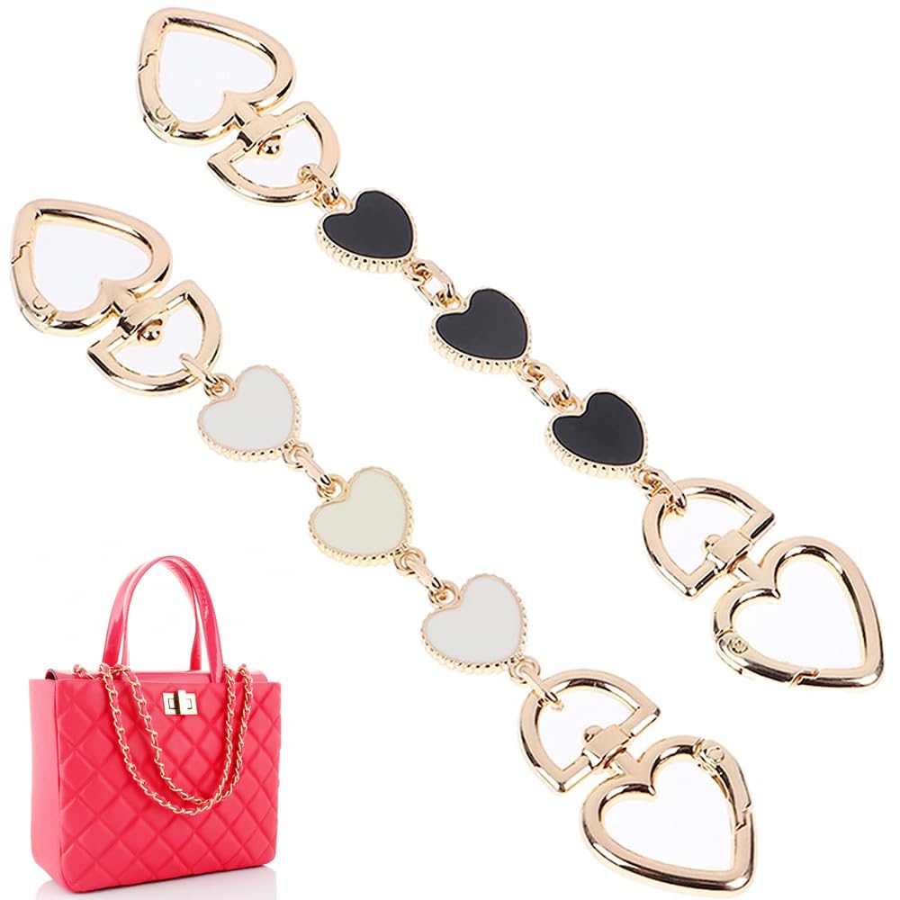 2 Pcs Bag Extender Chain Strap Heart Shape Bag Strap Extender Heart Shape Purse Extender Chain Strap for DIY Purse Making Handbag Shopping Tote