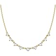 PAVOI 14K Gold Plated Station Necklace - Simulated Diamond BTY Layering Necklaces - Womens CZ Chain