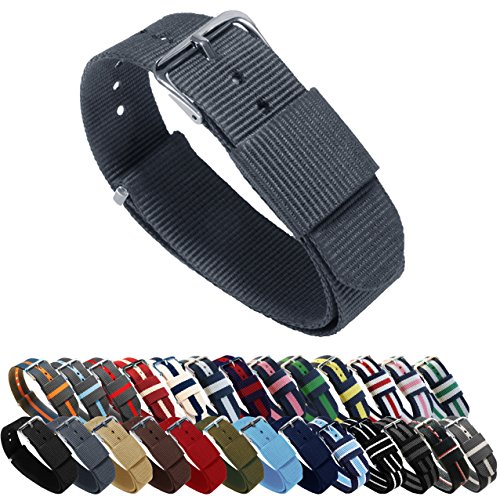 BARTON Watch Bands - Choice of Color, Length & Width (18mm, 20mm, 22mm or 24mm) - Smoke Grey 22mm - Standard Length