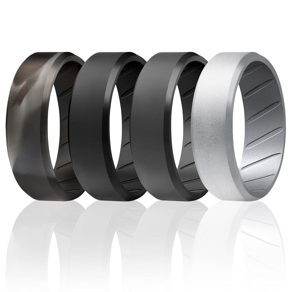 ROQ Silicone Rubber Wedding Ring for Men, Comfort