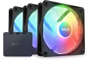 NZXT F120 RGB Core Triple Pack - 3 x 120mm Hub-Mounted RGB Fans with RGB Controller - 8 Individually-Addressable LEDs - Semi-Translucent Blades - High Static Pressure & Airflow - CAM Software - Black