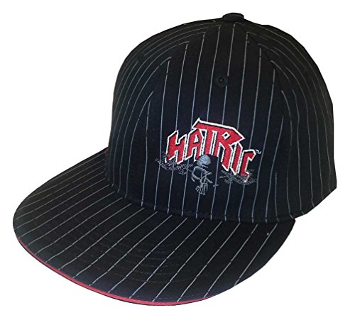 Hatric Hockey Dark Skull Flat Bill Urban Baseball Cap, Black Pinstripes