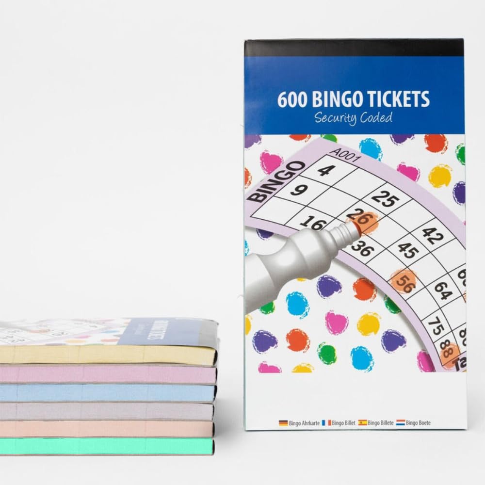 ZOPPER 6 x Jumbo Bingo Tickets 21 x 12cm Book Pad 6 View Security Coded Flyers, Cards, Tombola Book Sheets with Large Clear Jumbo Numbering Bingo Charity Events Prize Lucky Draw Game Cards