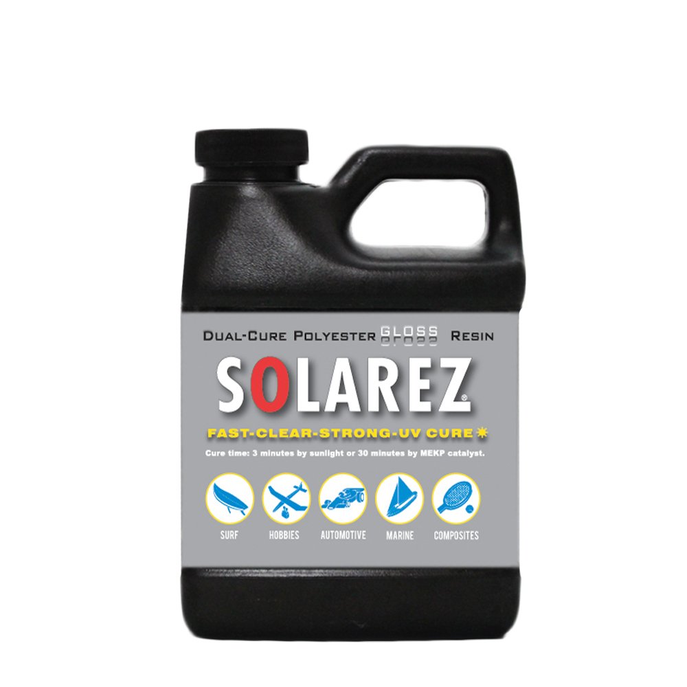 SOLAREZ UV Cure Polyester Gloss Resin, for Custom Woodworking, Pool Cues, Guitar Making, Counter Tops, Bar Tops, Wood Tables (Pint)