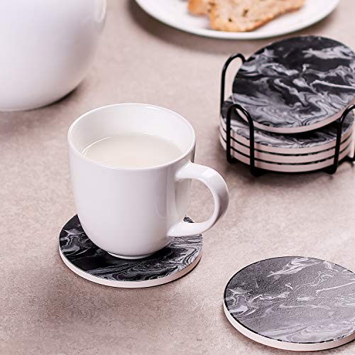 image for LIFVER 6 Pieces Coasters for Drinks Absorbent, Ceramic Coasters Set wi