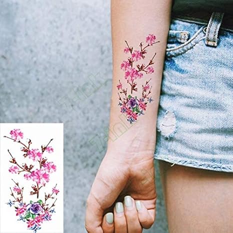 Amazon Co Jp 防水一時的な入れ墨ステッカーセクシーな赤ちゃんのブレス花鳥フェザー蛇水移送フェイクタトゥーフラッシュタトゥーtatu 色 紫の ホーム キッチン