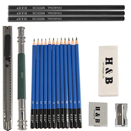 YOTINO 23 Pcs Drawing and Sketching Pencil Set, Professional Sketch Pencils Set in Aluminum Case, Art Supplies Drawing Kit for Adults Kids