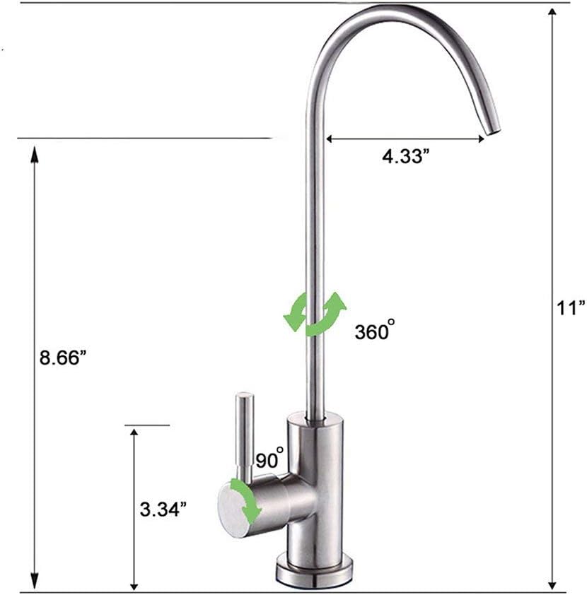 ESOW Kitchen Water Filter Faucet, 100% Lead-Free Drinking Water Faucet Fits most Reverse Osmosis Units or Water Filtration System in Non-Air Gap, Stainless Steel 304 Body Brushed Nickel Finish - - 