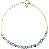 Alexandrite Bracelets For Women Natural Gemstone Beads, Handmade Jewelry, Birthstone, Chakra Energy Healing Crystal, 14K Gold Plated 925 Sterling Silver Chain 8 inch Birthday Gifts For Mom