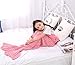 SENYANG Mermaid Tail Blanket, Mermaid Blanket for Kids Hand Crochet Snuggle Kids Mermaid Blanket for Girls, Sweet Girls Gifts for Girls Toys (Kid Thick Pink)