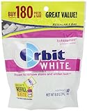 Orbit Chewing Gum White Bubblemint, 180-Count 8.8oz (Pack of 2)