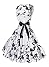 Anni Coco Women's 1950s Hepburn Vintage Swing Dresses With Ribbon Belt Floral 7 Small