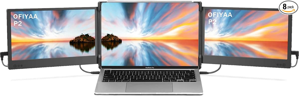 Amazon Com Ofiyaa P2 Portable Monitor 11 6 Fhd 1080p Ips Attachable Dual And Triple Laptop Screen Usb And Type C Powered Extra Screen Extender For Mac Pc Chrome 13 16 Notebook Computers Computers