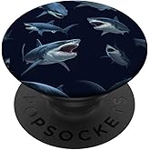 White Shark Pattern PopSockets Adhesive PopGrip