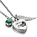 HooAMI Always in My Heart Angel Wing Emerald Birthstone Cremation Jewelry Memorial Urn Necklace