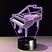VELAN 3D Visual Lamp Piano Musical Instruments Best Bithday Gift Acrylic Table Night Light Furniture Decorative Illusion Colorful 7 Color Change Household Desk Accessories