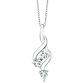 Gem Stone King 925 Sterling Silver Sky Blue Aquamarine Pendant Necklace For Women (0.84 Cttw, Gemstone March Birthstone, Heart Shape 4MM, with 18 Inch Silver Chain)