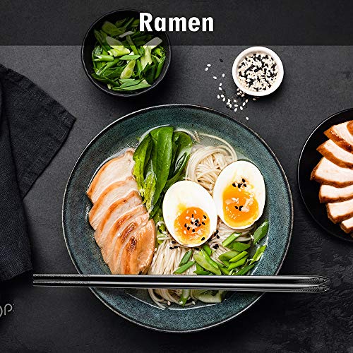 BLESWIN 5 Pairs Fiberglass Chopsticks, Reusable Chop Sticks Dishwasher Safe Japanese Chinese Style, Chopsticks Set 9.5 Inches Anti-Slip Textured Tip with Box, Easy Grip for Sushi Noodles Ramen Salad