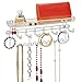 mDesign Decorative Metal Closet Wall Mount Jewelry Accessory Organizer for Storage of Necklaces, Bracelets, Rings, Earrings, Sunglasses, Wallets - 8 Large /11 Small Hooks, 1 Basket - 2 Pack - Satin