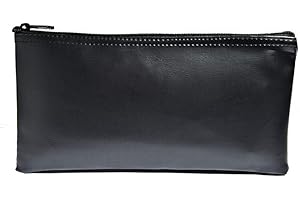 BankSupplies Reusable Money Bag | 7W x 3.5H | Vinyl Coating | Double-Stitched Seams | Heavy Duty Talon Woven Coil Straight Zipper | Leather-like Textured Grain | Money Bags with Zipper