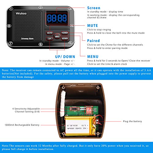 5 Wireless+Driveway+Detector+1800mAh+Rechargeable