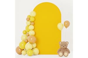 FOTSHARER Wedding Arch Cover 6FT Gold Arch Cover Backdrop Fabric Spandex Round Top Arch Covers Chiara Backdrop Cover for 6FT Metal Stand Yellow Circle Arch Backdrop Cover for Birthday Party Banquet Decorations