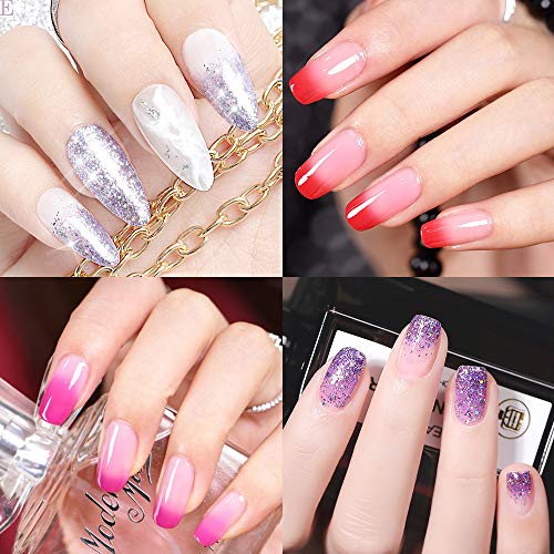 JOSLOVE Poly Gel Kit 6 Colors Excellent Nail Extension Gel Kit 15g Gel Builder Clear White Pink Temperature Changing Poly Nail Gel Kit All In One Gift Box 15g Per One