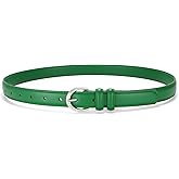 SANSTHS Women Leather Belt for Jeans Pants Fashion Ladies Skinny Belt for Dresses Thin Belt with Single Prong Buckle