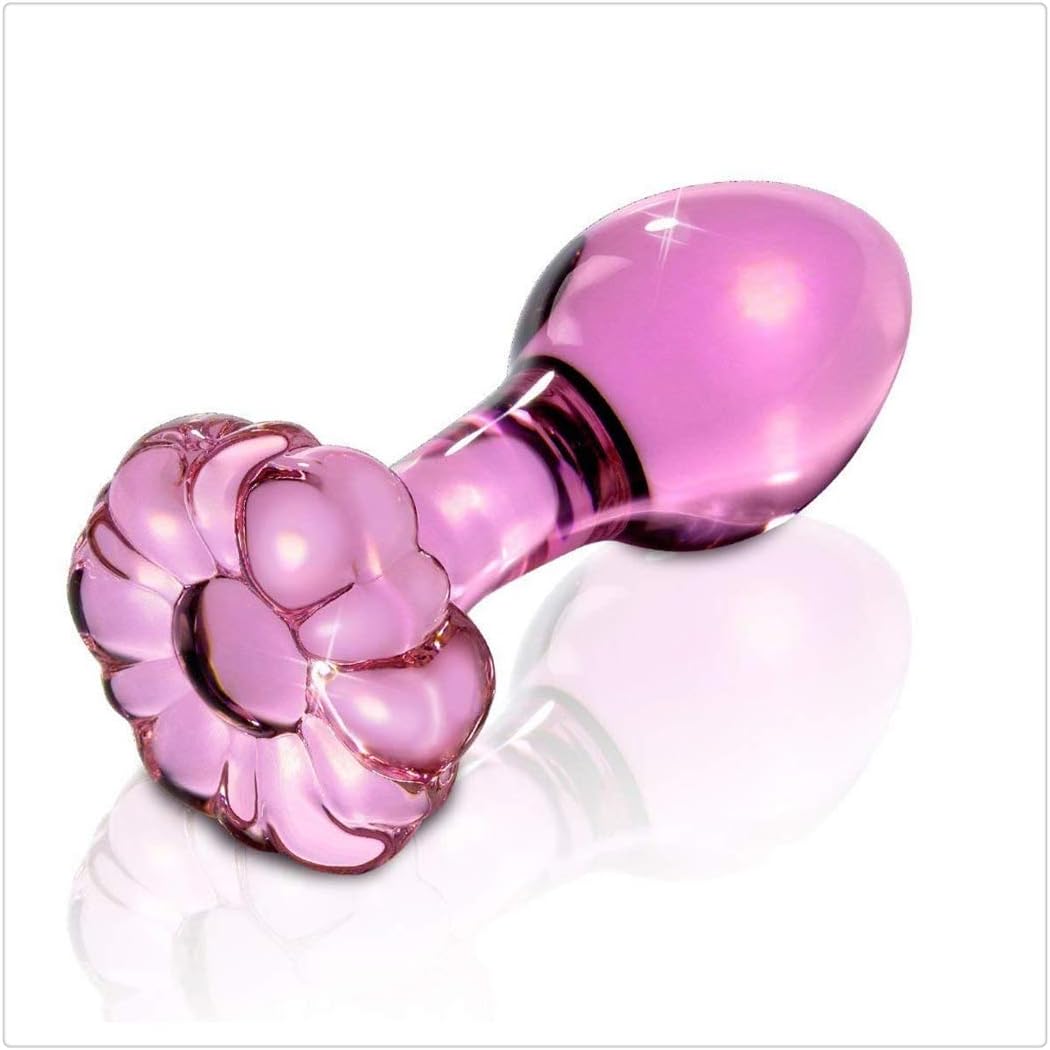 Micrkrowen Charm Glass Amal Plug Body Pleasure Expender Toy with Flower for Women Men Beginner