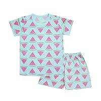 OllCHAENGi Toddler Kids Boys Girls Cotton Pajama Set Short Sleeve 2T-13Y Watermelon (120) Blue