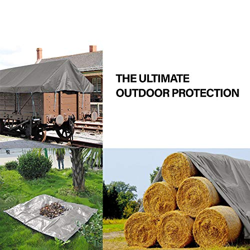 Toolman 9 x 12 Feet Gray Multi Purpose Waterproof Poly Tarp Cover 5 Mil Thick 8 x 8 Weave QTHT003A